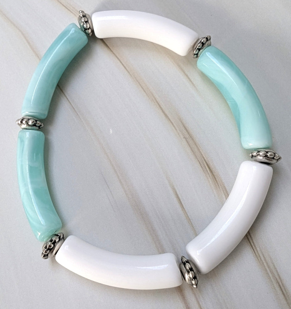 Bracelet résine modèle 23 turquoise marbré