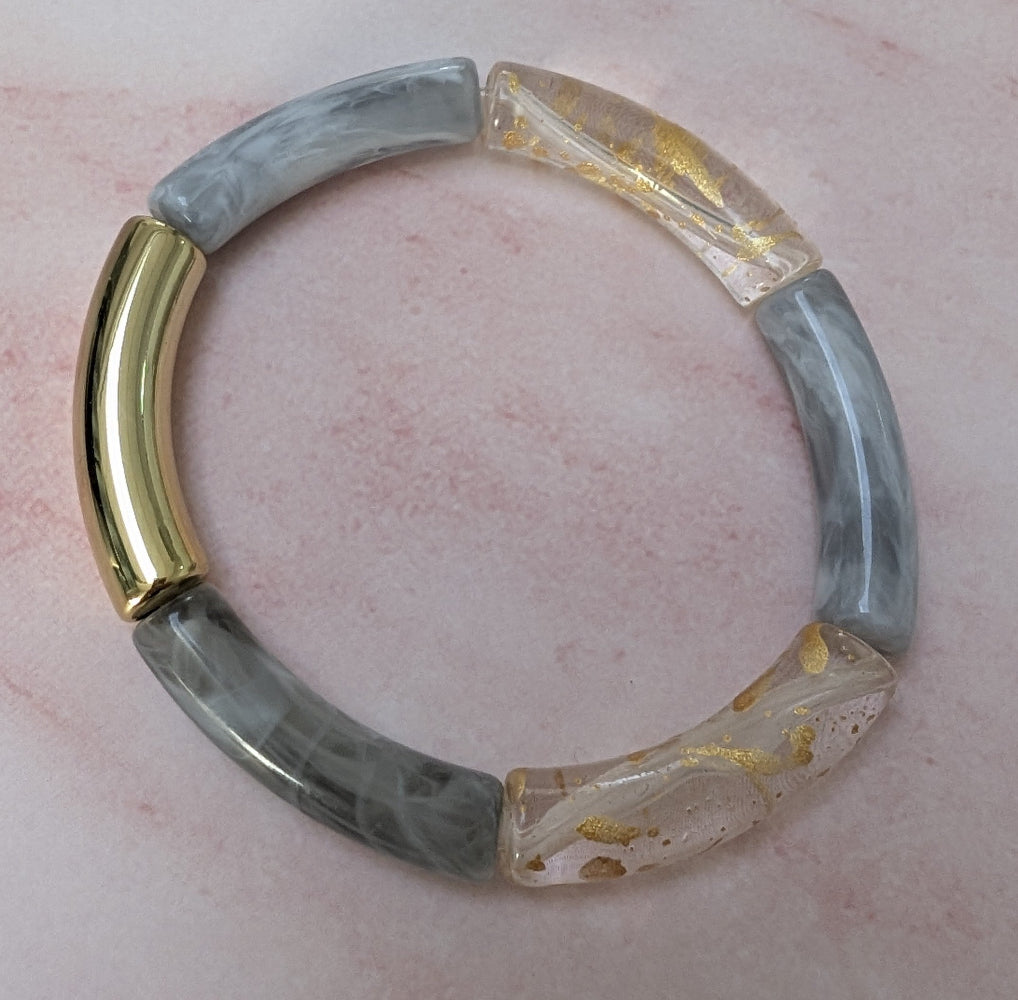Bracelet résine modèle 2 gris et doré