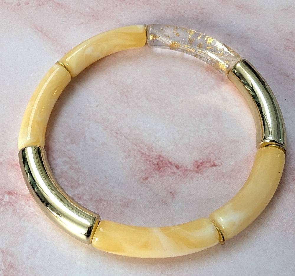 Bracelet résine modèle 6 jaune et doré