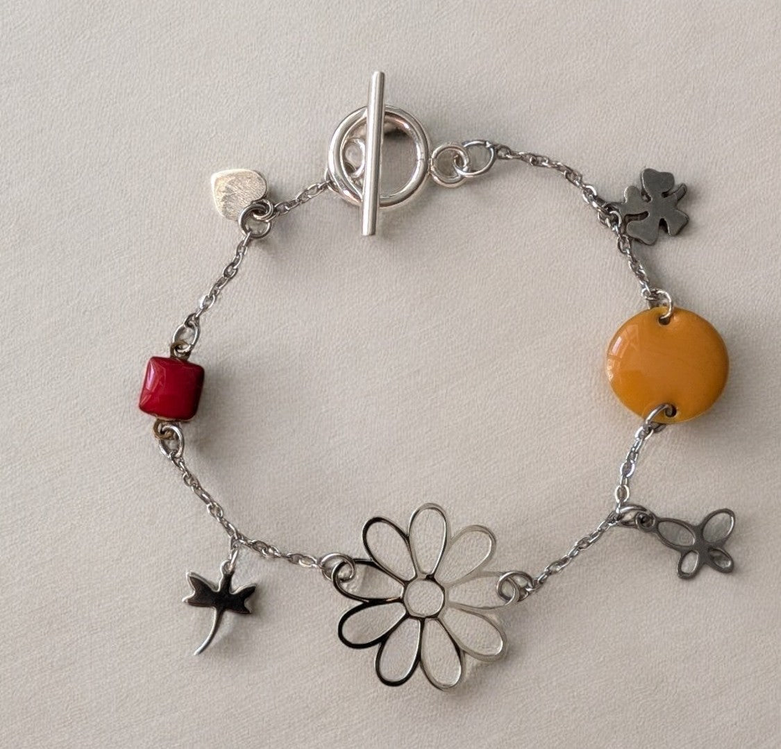 Bracelet Roséa zoom sur ls perles céramique cubes rosé poudré