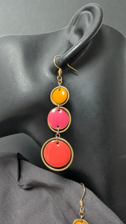 Boucles d’oreilles Isola jaunes, roses et corail