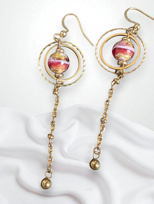 Vénézia Rouge et Rose - Boucles d'oreilles en Perles Murano