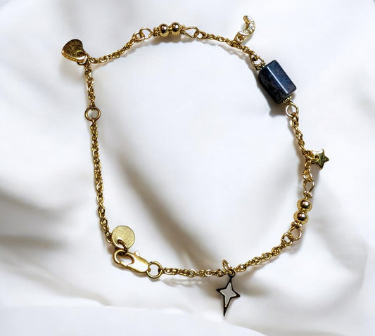 Bracelet Constellation en acier inoxydable avec perle d’Apatite.