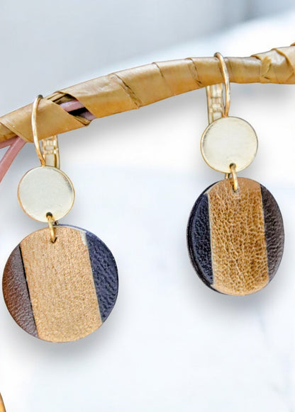 boucles d’oreilles marron et doré