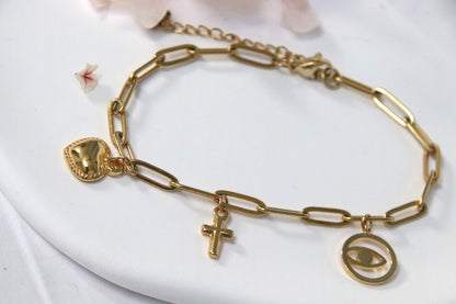 Bracelet moderne Erina en maille rectangle, bijou élégant et poétique