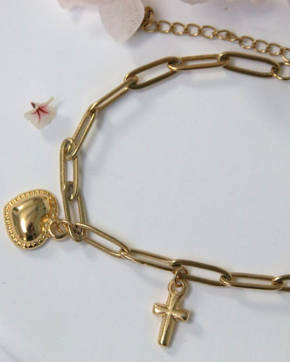 Bracelet Erina – Maille rectangle et charms symboliques