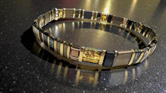 Kintsu - Bracelet en perles Miyuki Tila  brun, noir et doré