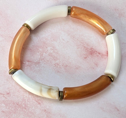 Bracelet résine modèle 18orange et blanc marbré