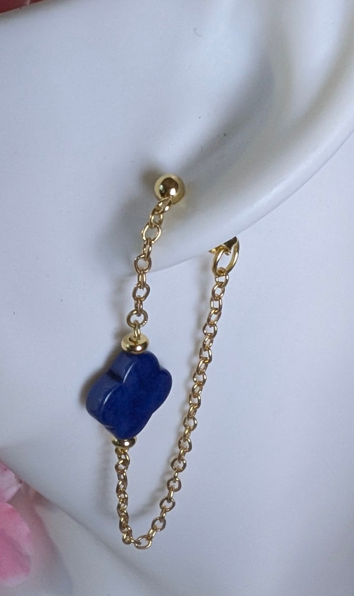Boucles d’oreilles Cléa zoom sur le trefle bleu